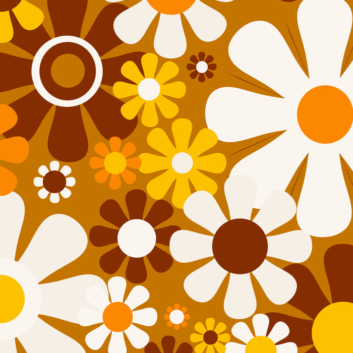 Retro Garden Flowers Groovy 60s 70s Floral Pattern Ochre Yellow Orange Brown Coffee Mug Gallery Image 2