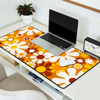 Retro Garden Flowers Groovy 60s 70s Floral Pattern Ochre Yellow Orange Brown Desk Mat Gallery Image 2