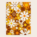 Retro Garden Flowers Groovy 60s 70s Floral Pattern Ochre Yellow Orange Brown Poster Gallery Image 4