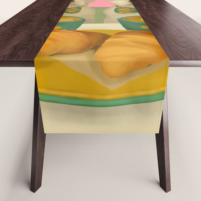 French Bulldogs at Breakfast Cafe Table Runner Gallery Image 1