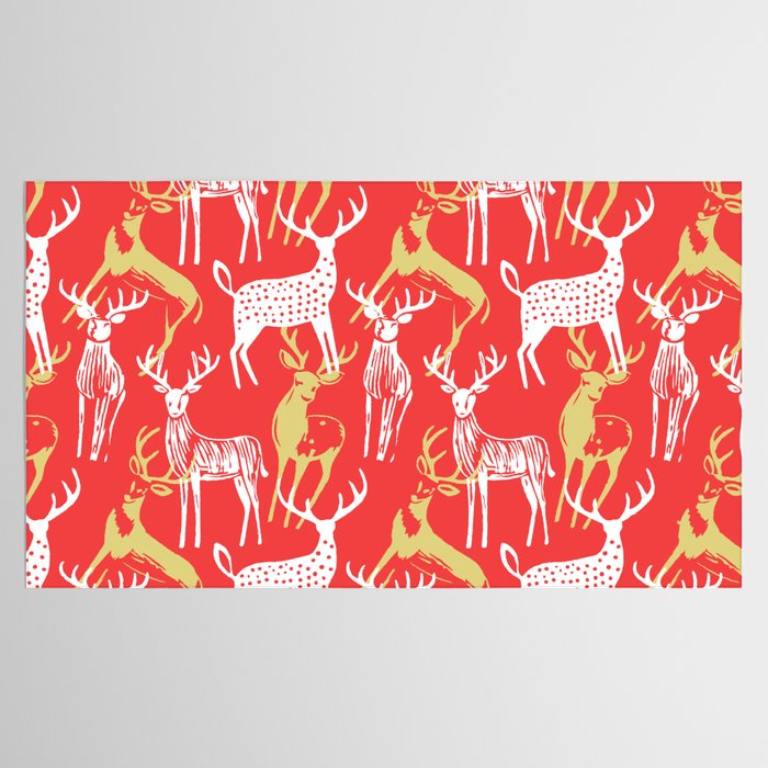 Red christmas reindeer animal pattern Tablecloth Gallery Image 2