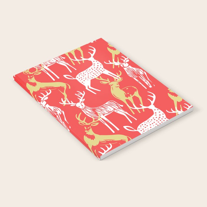 Red christmas reindeer animal pattern Notebook Gallery Image 2