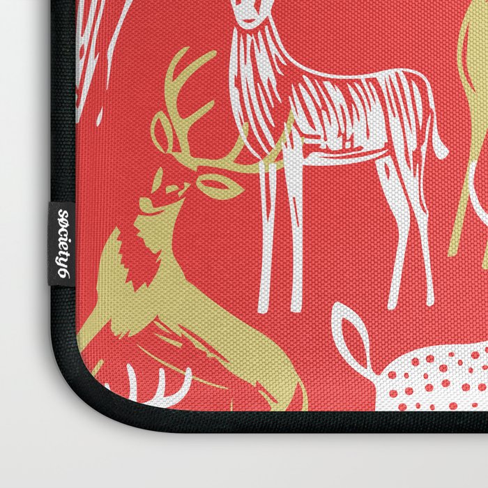 Red christmas reindeer animal pattern Laptop Sleeve Gallery Image 3