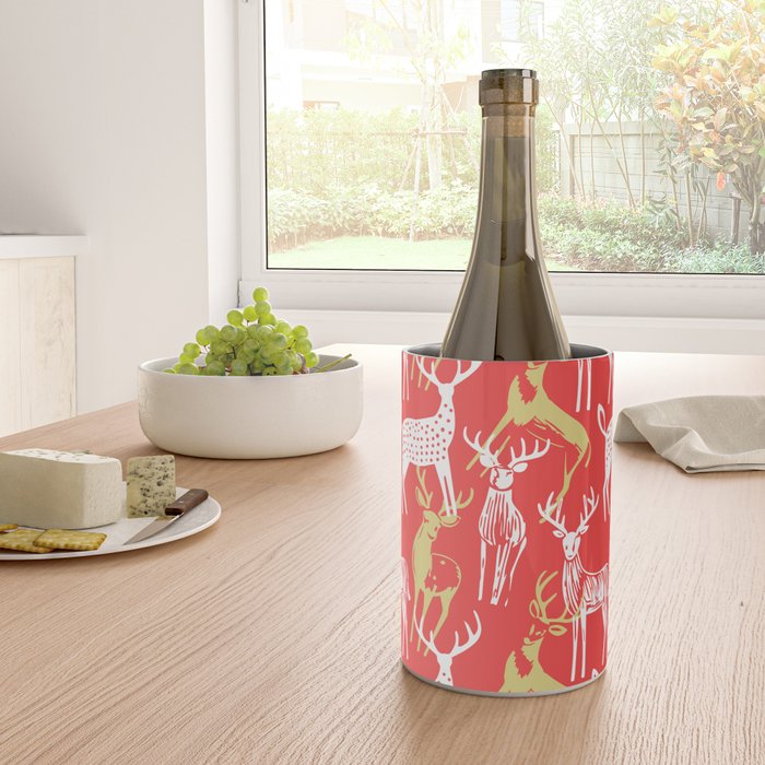 Red christmas reindeer animal pattern Wine Chiller Gallery Image 4