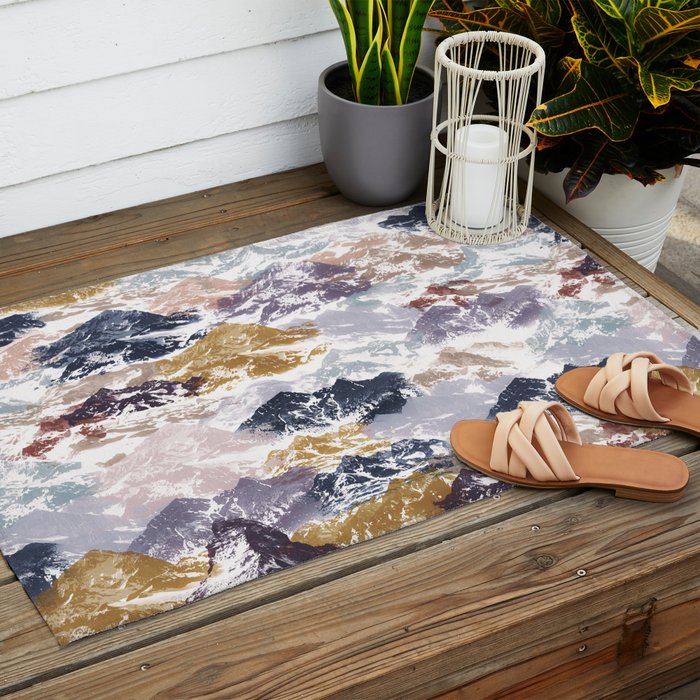 Abstract Colorful mountains C Outdoor Rug Gallery Image 2