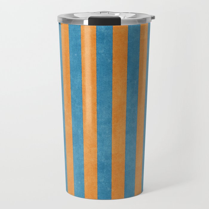 STRIPES - 005 - blue and orange Travel Mug Gallery Image 1