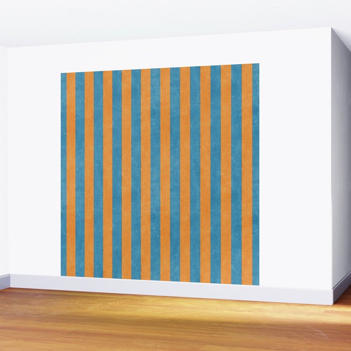 STRIPES - 005 - blue and orange Wall Mural Gallery Image 2