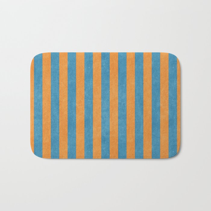 STRIPES - 005 - blue and orange Bath Mat Gallery Image 1