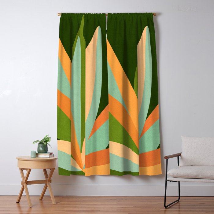 Colorful Agave Painted Cactus Illustration Window Curtain Gallery Image 5