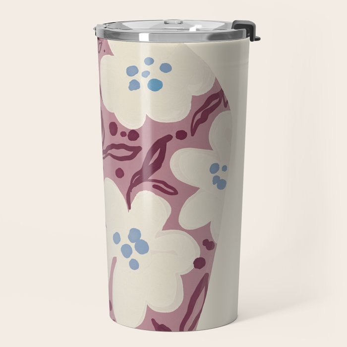Floral Painted Folk Vase Travel Mug Gallery Image 2