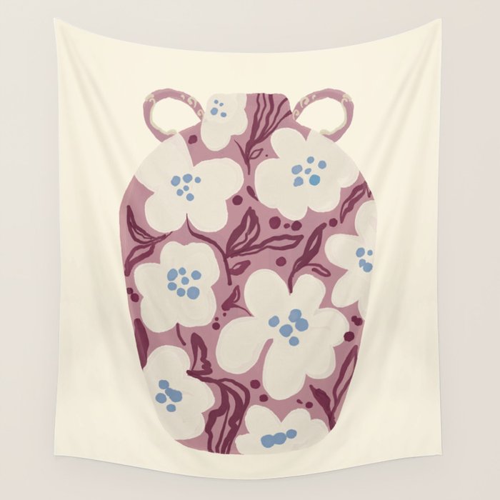 Floral Painted Folk Vase Wall Tapestry Gallery Image 4