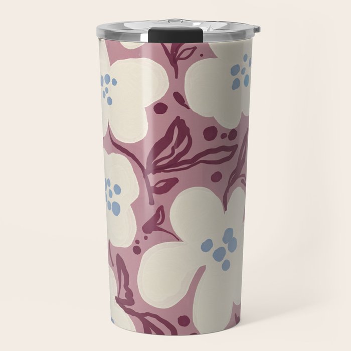 Floral Painted Folk Vase Travel Mug Gallery Image 1