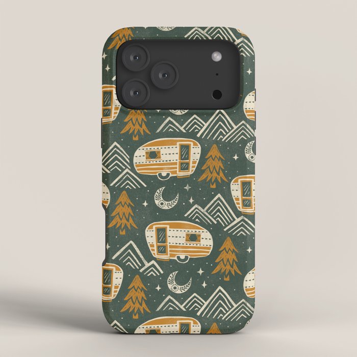 Little Camper - forest green and gold iPhone Case Gallery Image 4
