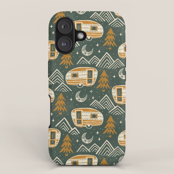 Little Camper - forest green and gold iPhone Case Gallery Image 1