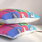 World Trains Grid Pattern Pillow Sham Gallery Image 3