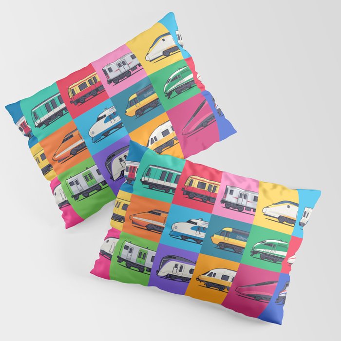 World Trains Grid Pattern Pillow Sham Gallery Image 3