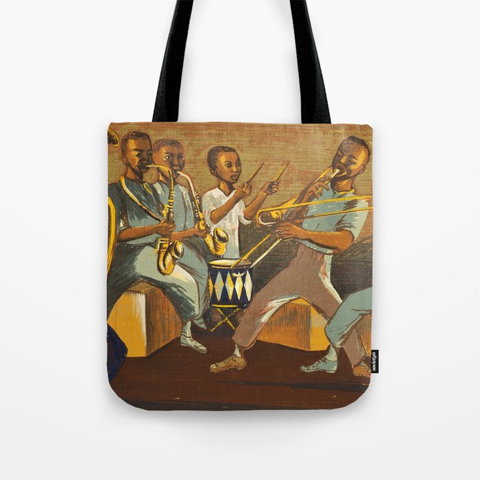 African American Masterpiece 'Harlem Musicians' WPA musical painting by Elizabeth Olds Tote Bag Gallery Image 1