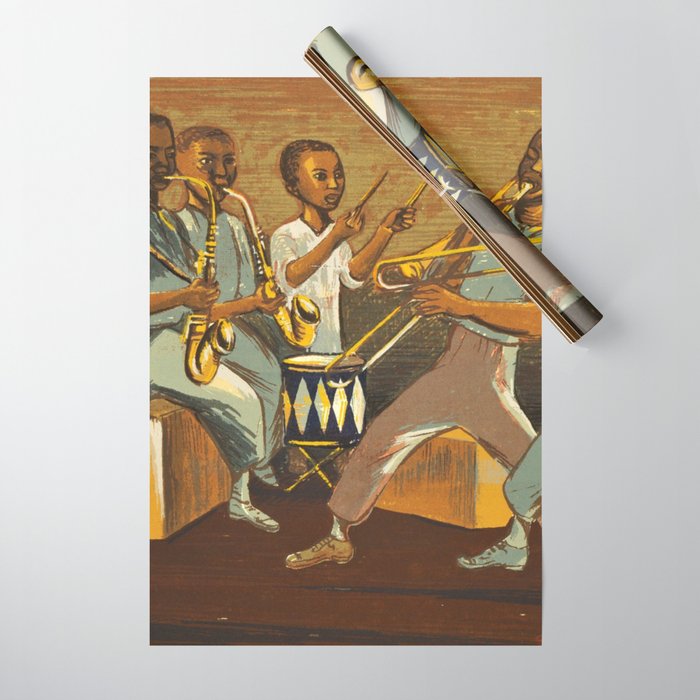 African American Masterpiece 'Harlem Musicians' WPA musical painting by Elizabeth Olds Wrapping Paper Gallery Image 1