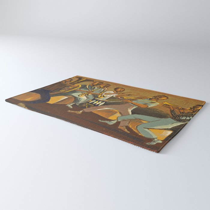 African American Masterpiece 'Harlem Musicians' WPA musical painting by Elizabeth Olds Rug Gallery Image 3