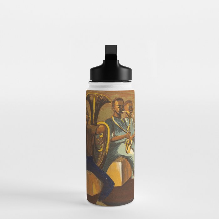 African American Masterpiece 'Harlem Musicians' WPA musical painting by Elizabeth Olds Water Bottle Gallery Image 3