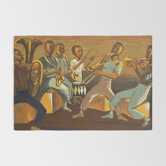 African American Masterpiece 'Harlem Musicians' WPA musical painting by Elizabeth Olds Rug Gallery Image 2