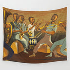 African American Masterpiece 'Harlem Musicians' WPA musical painting by Elizabeth Olds Wall Tapestry Gallery Image 4