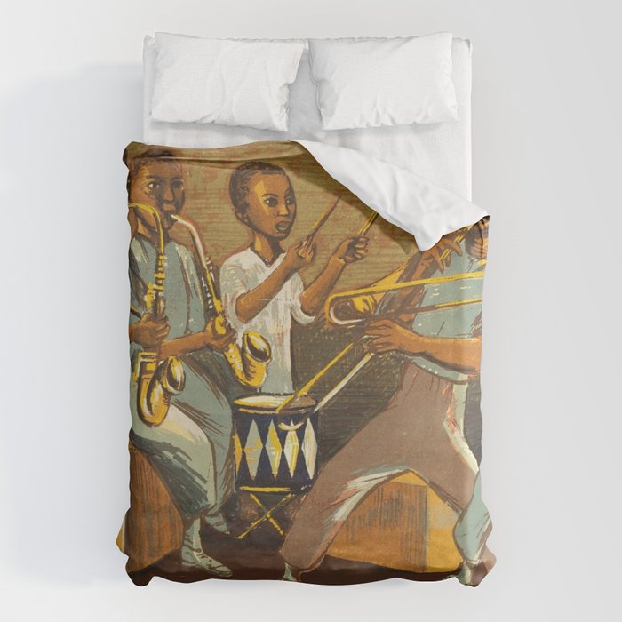 African American Masterpiece 'Harlem Musicians' WPA musical painting by Elizabeth Olds Duvet Cover Gallery Image 6