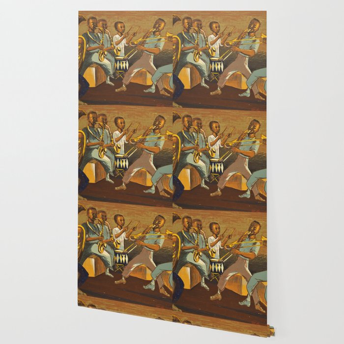 African American Masterpiece 'Harlem Musicians' WPA musical painting by Elizabeth Olds Wallpaper Gallery Image 2