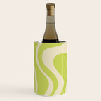 Retro Liquid Swirl Abstract Pattern in Light Lime Linden Green and Beige Wine Chiller Gallery Image 2