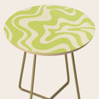 Retro Liquid Swirl Abstract Pattern in Light Lime Linden Green and Beige Side Table Gallery Image 2