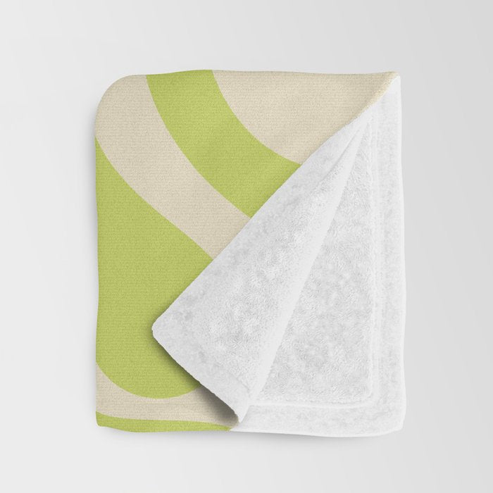 Retro Liquid Swirl Abstract Pattern in Light Lime Linden Green and Beige Throw Blanket Gallery Image 3