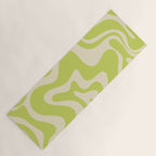 Retro Liquid Swirl Abstract Pattern in Light Lime Linden Green and Beige Yoga Mat Gallery Image 1