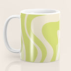 Retro Liquid Swirl Abstract Pattern in Light Lime Linden Green and Beige Coffee Mug Gallery Image 3