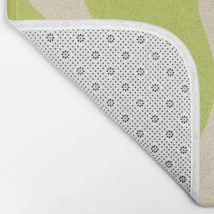Retro Liquid Swirl Abstract Pattern in Light Lime Linden Green and Beige Bath Mat Gallery Image 2
