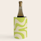 Retro Liquid Swirl Abstract Pattern in Light Lime Linden Green and Beige Wine Chiller Gallery Image 3