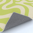 Retro Liquid Swirl Abstract Pattern in Light Lime Linden Green and Beige Rug Gallery Image 4