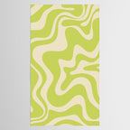 Retro Liquid Swirl Abstract Pattern in Light Lime Linden Green and Beige Tablecloth Gallery Image 2