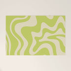 Retro Liquid Swirl Abstract Pattern in Light Lime Linden Green and Beige Welcome Mat Gallery Image 1