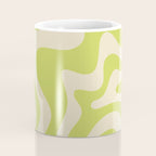 Retro Liquid Swirl Abstract Pattern in Light Lime Linden Green and Beige Coffee Mug Gallery Image 4