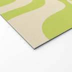 Retro Liquid Swirl Abstract Pattern in Light Lime Linden Green and Beige Welcome Mat Gallery Image 2