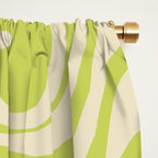 Retro Liquid Swirl Abstract Pattern in Light Lime Linden Green and Beige Window Curtain Gallery Image 2