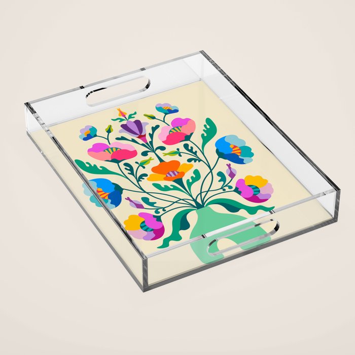 Modern Poppies Acrylic Tray Gallery Image 1