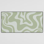 Liquid Swirl Retro Abstract Pattern in Sage Green and Light Sage Gray Desk Mat Gallery Image 3
