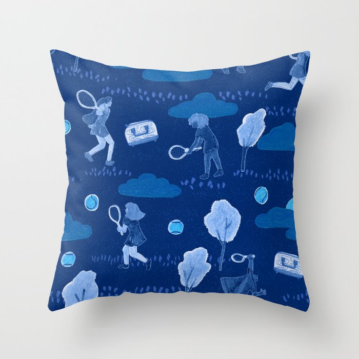 Let's Play Tennis in Navy Blue Throw Pillow Gallery Image 6