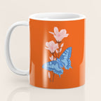 Blue Butterfly and Blooms on a Red Canvas Coffee Mug Gallery Image 3