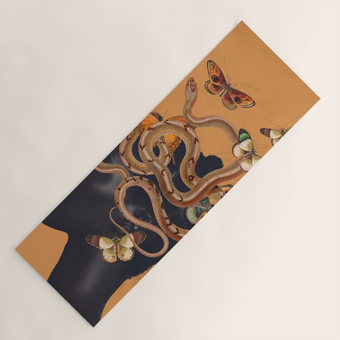 Snake and Butterflies Yoga Mat