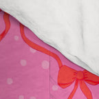 Christmas bows with snow, pink and red Comforter Gallery Image 4