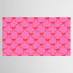Christmas bows with snow, pink and red Tablecloth Gallery Image 2
