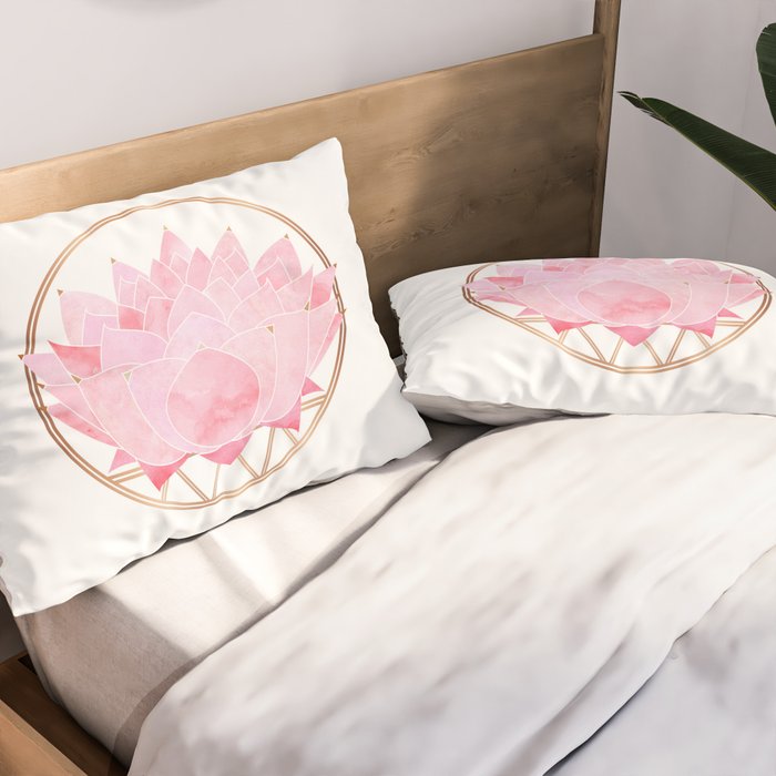 Pink Lotus Botanical Pillow Sham Gallery Image 2