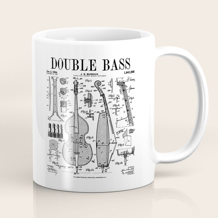 Double Bass Player Bassist Musical Instrument Vintage Patent Coffee Mug Gallery Image 1